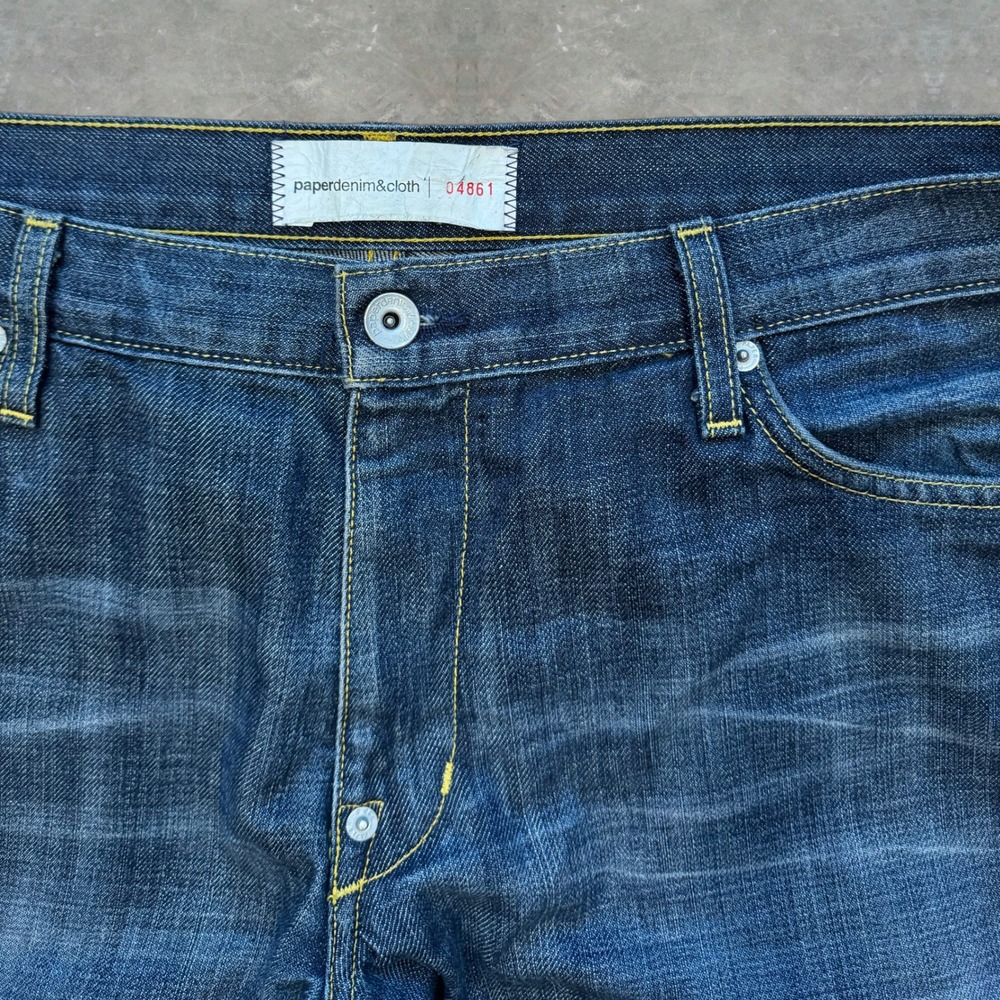 Y2K Flared Mens 34x33 Dark Blue Denim Jeans - Picture 3 of 6